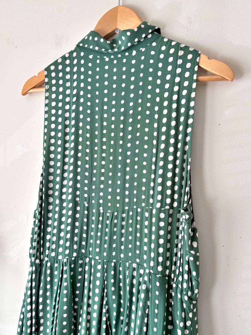 SOLD-Anthropologie 11·1·TYLHO Brynn Shirt Dress With Pockets Green Polka Dot L - Picture 7 of 11
